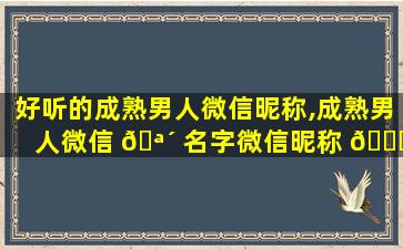 好听的成熟男人微信昵称,成熟男人微信 🪴 名字微信昵称 🐛 2021zui
新